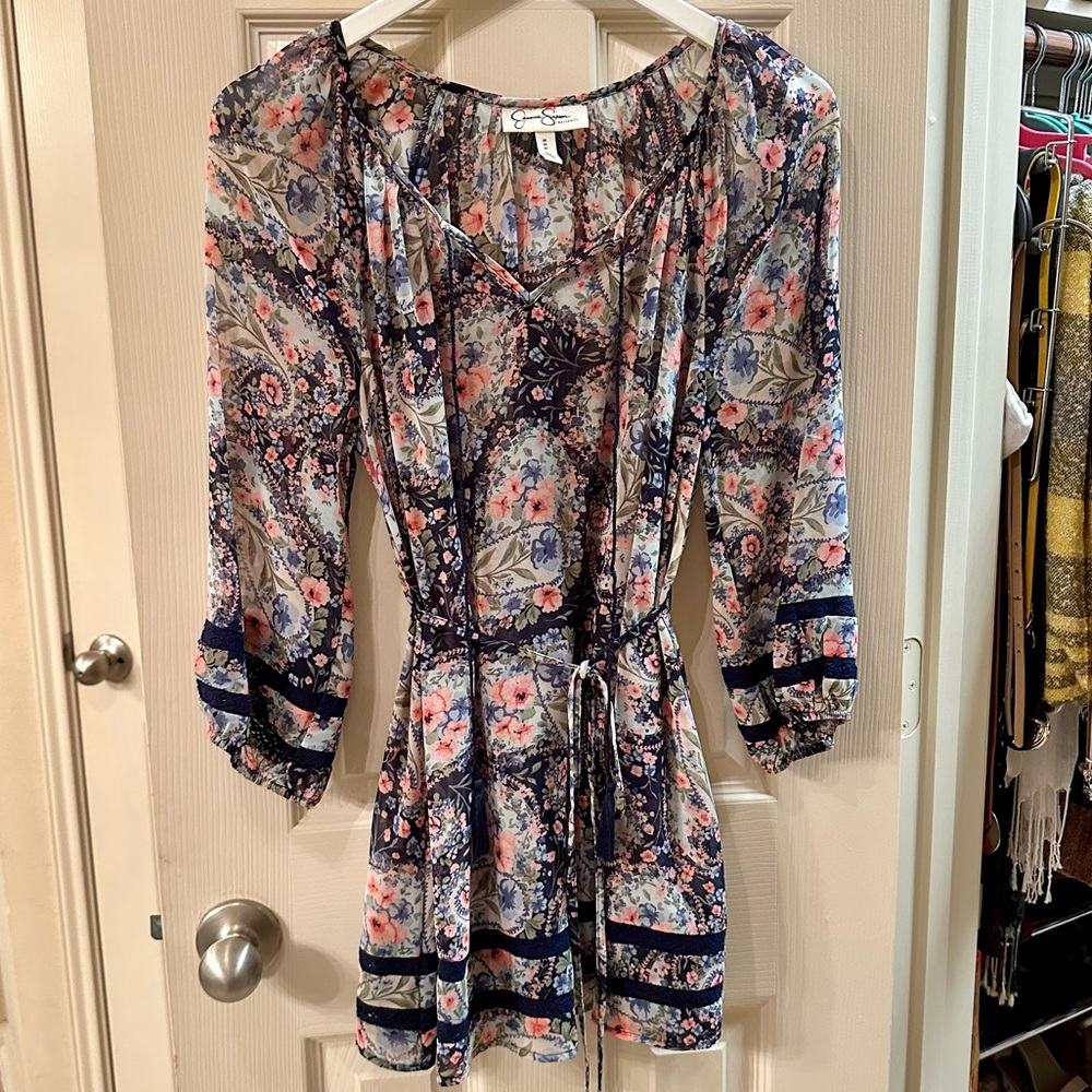 Jessica Simpson Navy Floral Maternity Tunic
